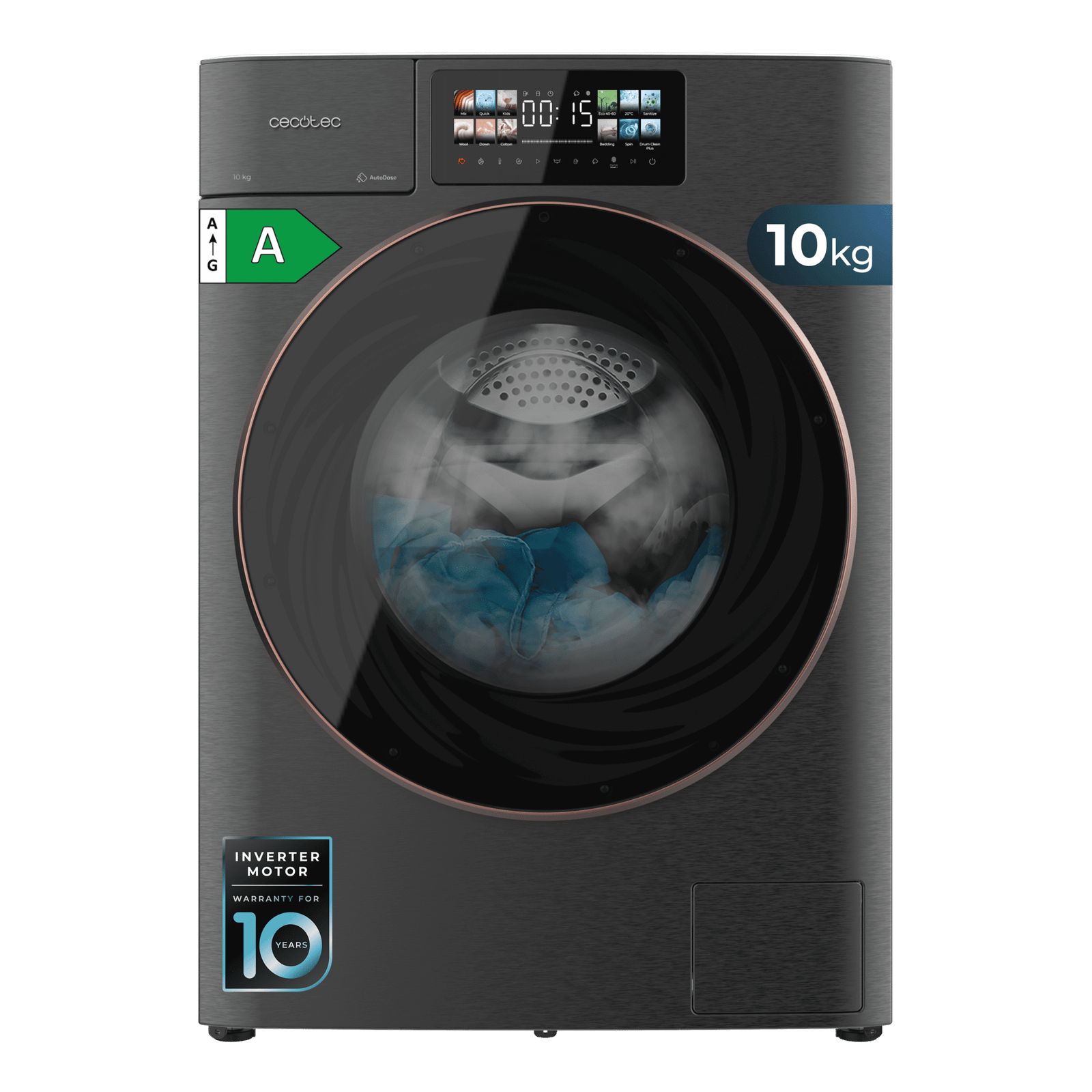 Rentadora Cecotec Bolero Wash&Dry 106950 Autodose Inverter 3D Steel