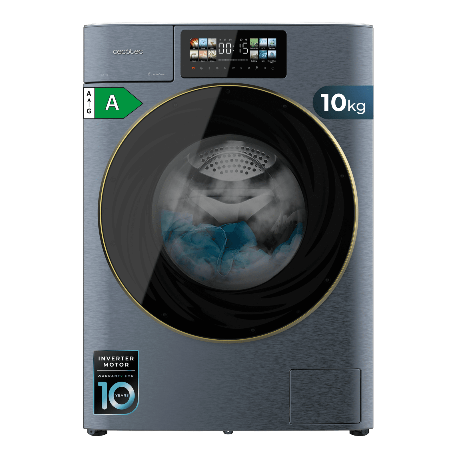 Rentadora Cecotec Bolero Wash&Dry 106950 Autodose Inverter 3D Titanium